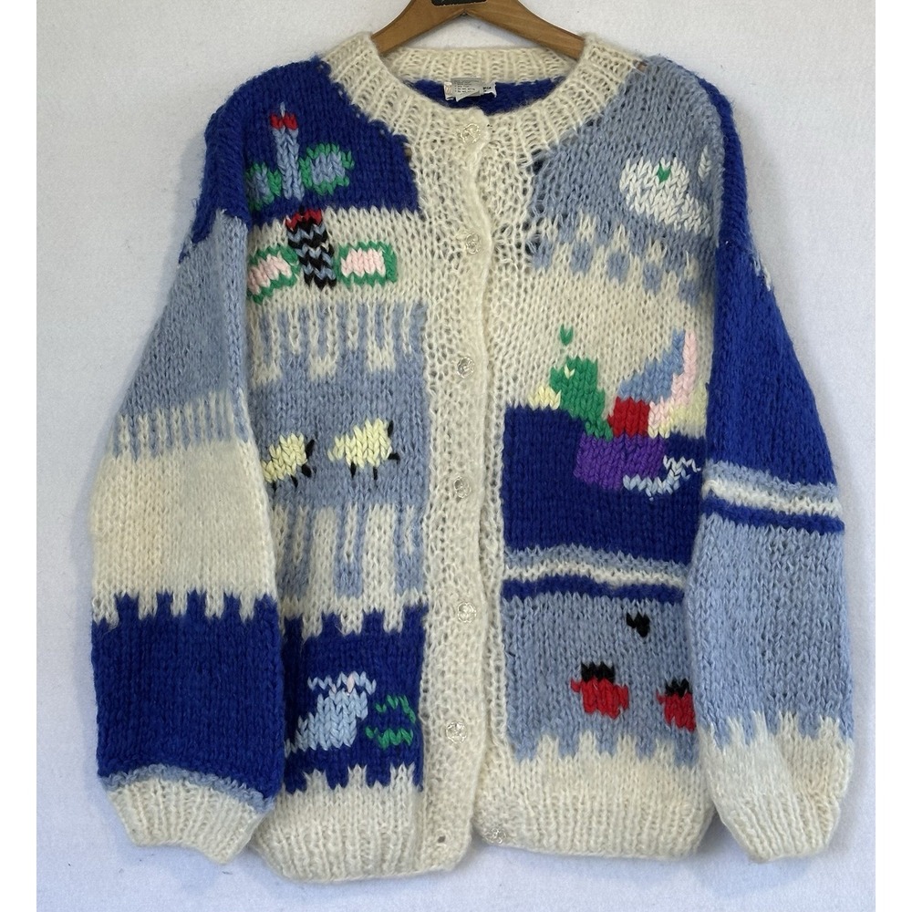 Italian Grazia Wool VTG Cardigan Sweater Soft Winter Cottagecore Size M